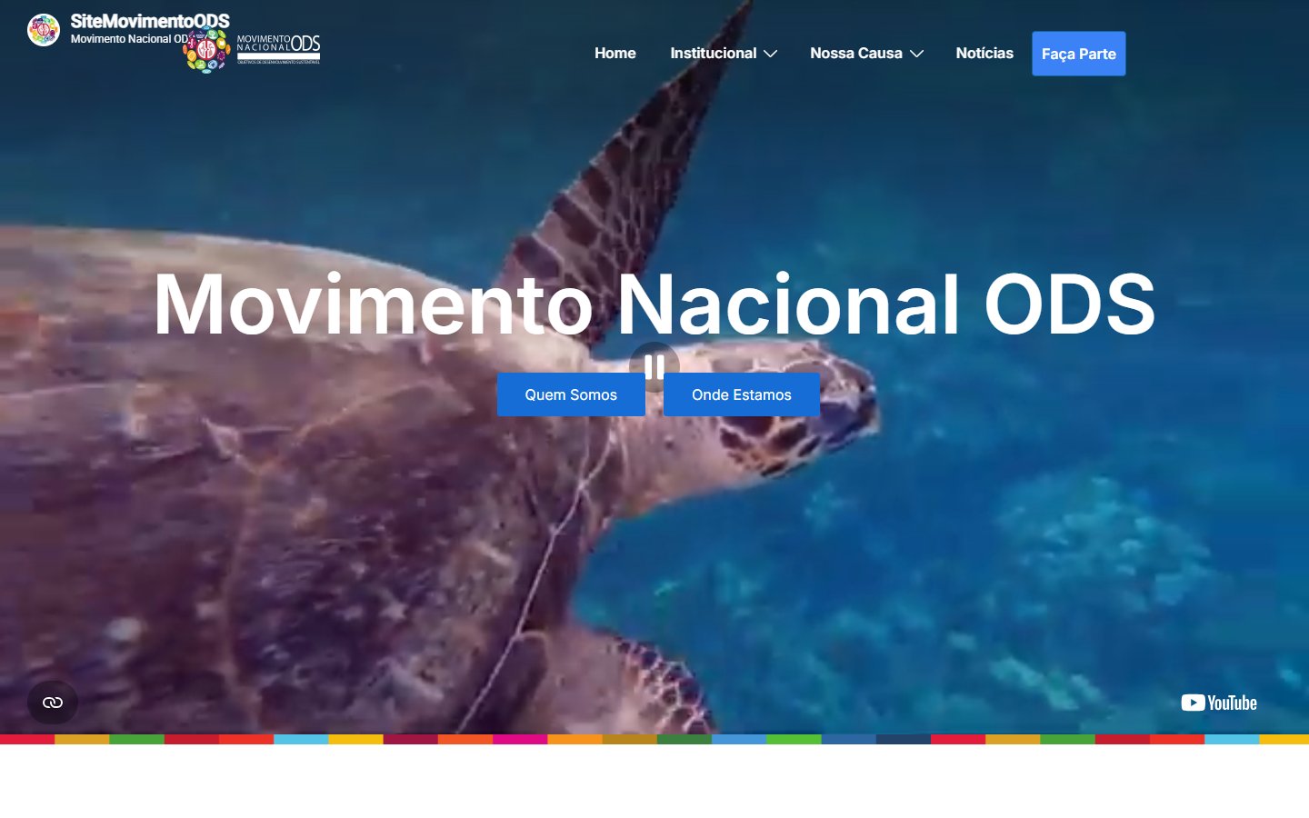 Página inicial do portal Movimento Nacional ODS, com a apresentação da Agenda 2030